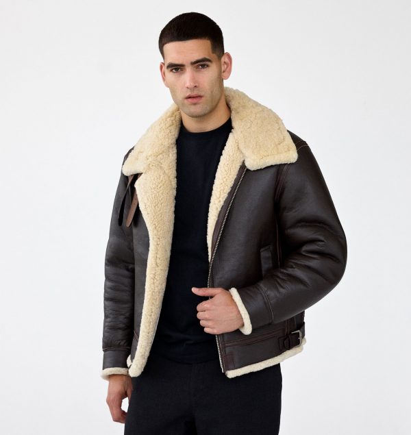 shearling bomber jacket, a refined version of the classic sheepskin jacket